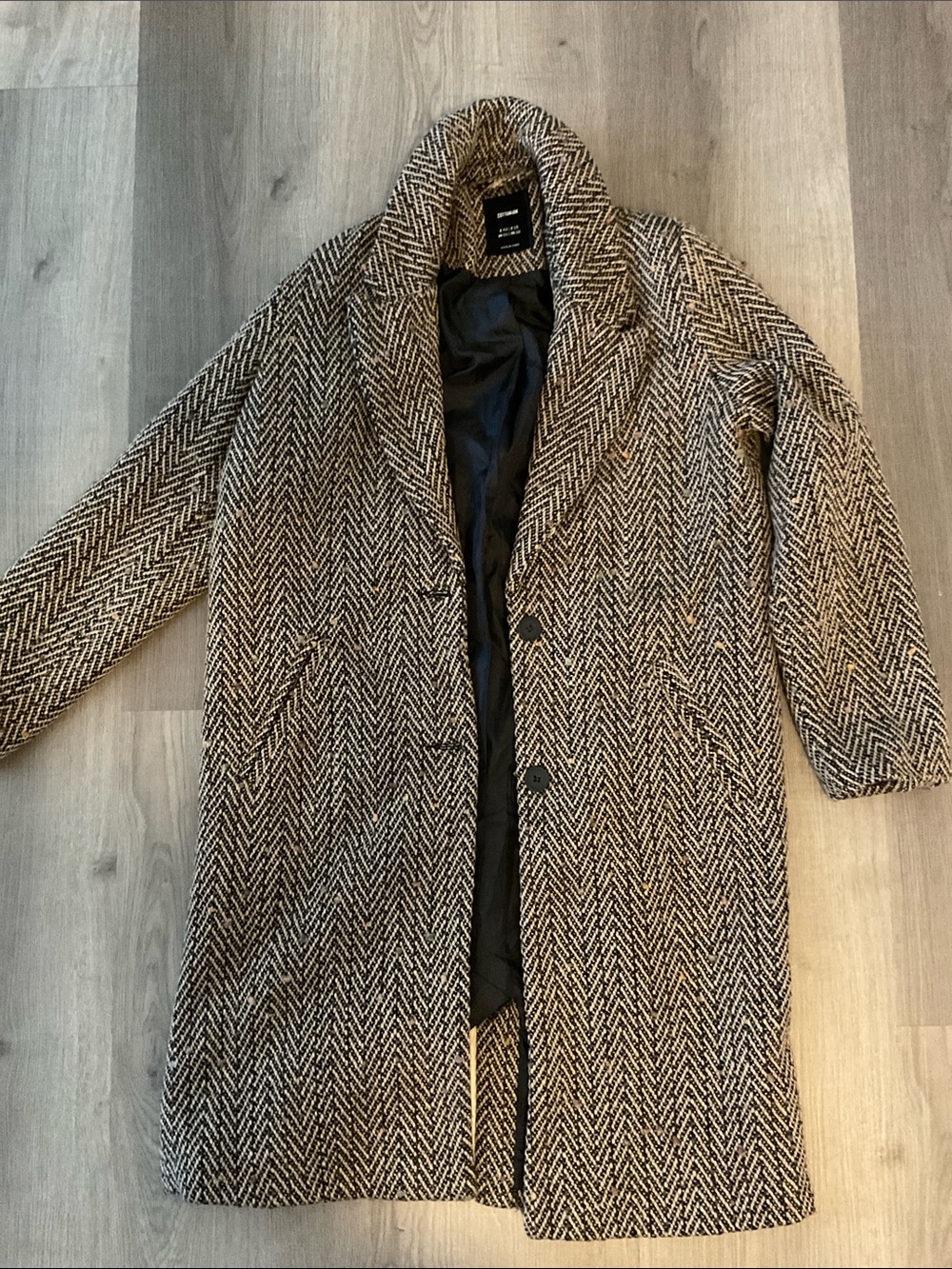 Cotton On Womens Herringbone Pea Coat in Brown and Cream